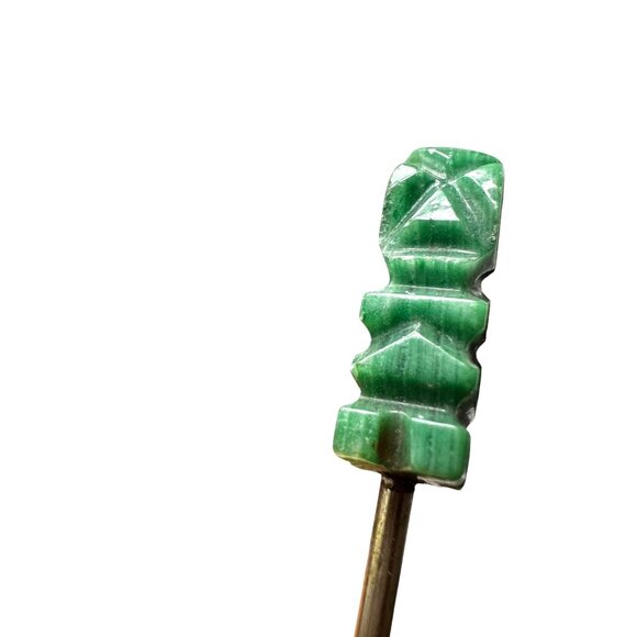 Vintage Jade or Malachite Cocktail Picks Set of 5 – Carved Stone Cocktail Picks - Picture 6 of 7